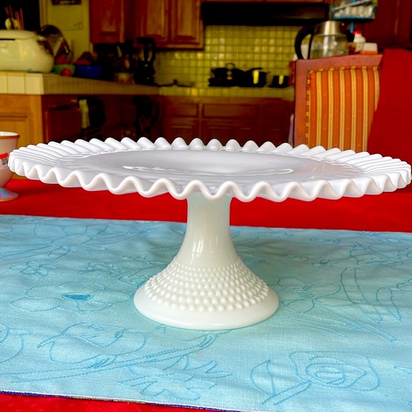 Fenton Other - Vintage Fenton White Milk Glass Hobnail Cake Stand Hard to find Beauty!